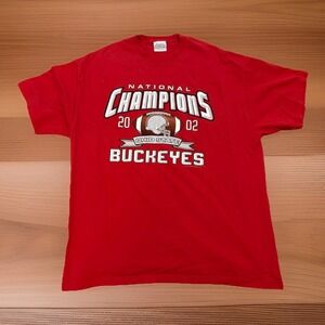 VTG Ohio State Buckeyes 2002 National Champions T Shirt Red Size XL